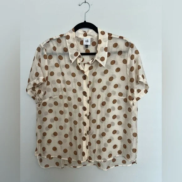 Cabi Spectator Polka Dot Button-Up blouse #6305 Size L - Picture 2 of 7